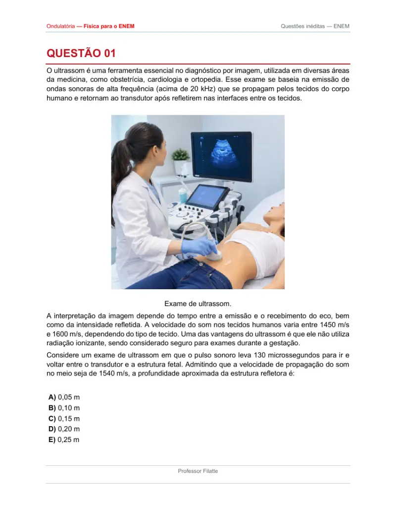 Enunciado da questão — Ondulatória